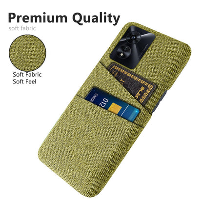 For Oppo A97 5G Scratch Proof Cloth Texture Phone Case Dual Card Slots Design PC Protective Cover