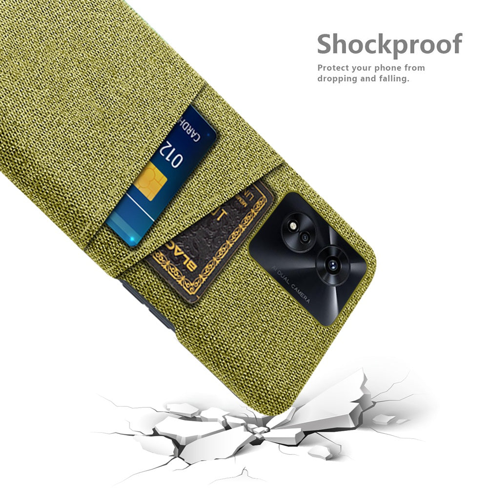 For Oppo A97 5G Scratch Proof Cloth Texture Phone Case Dual Card Slots Design PC Protective Cover