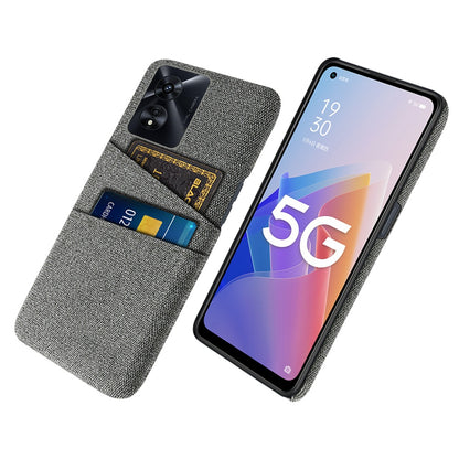 For Oppo A97 5G Scratch Proof Cloth Texture Phone Case Dual Card Slots Design PC Protective Cover