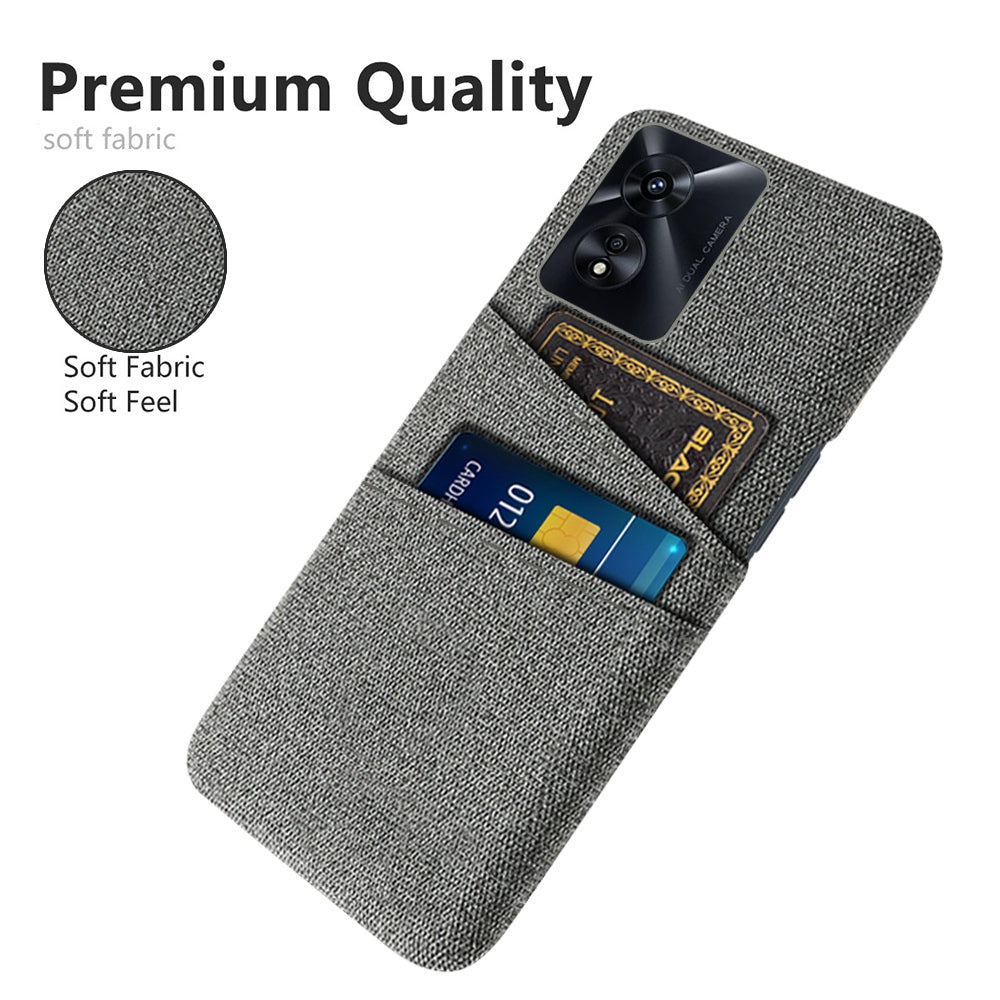 For Oppo A97 5G Scratch Proof Cloth Texture Phone Case Dual Card Slots Design PC Protective Cover