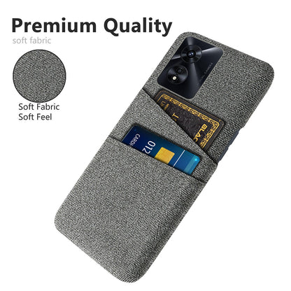 For Oppo A97 5G Scratch Proof Cloth Texture Phone Case Dual Card Slots Design PC Protective Cover