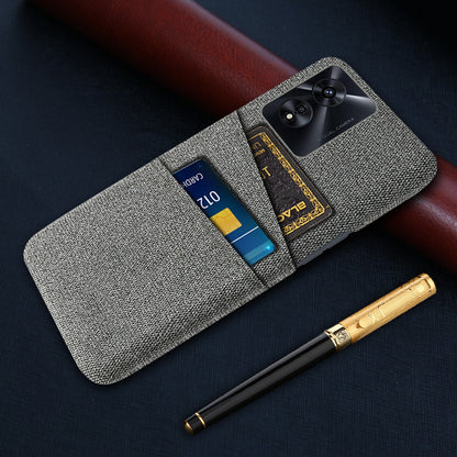 For Oppo A97 5G Scratch Proof Cloth Texture Phone Case Dual Card Slots Design PC Protective Cover