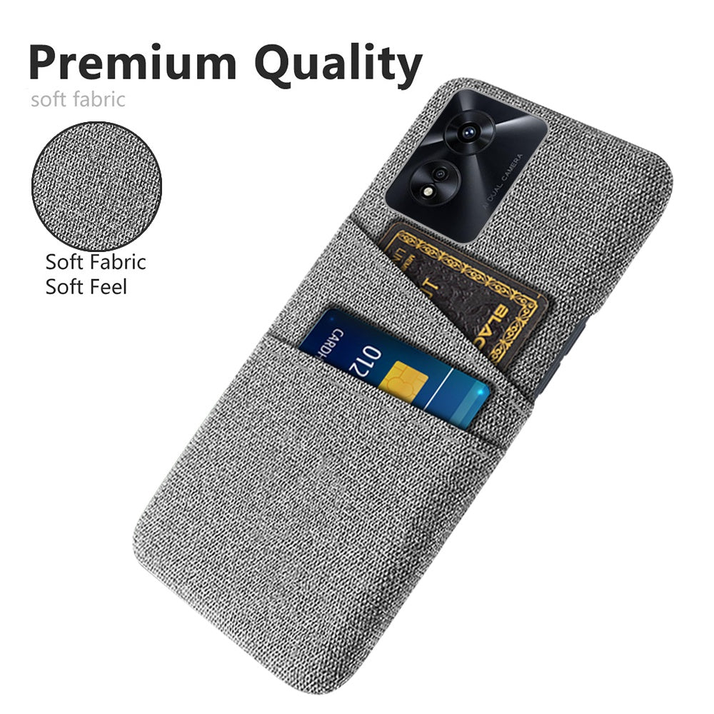 For Oppo A97 5G Scratch Proof Cloth Texture Phone Case Dual Card Slots Design PC Protective Cover