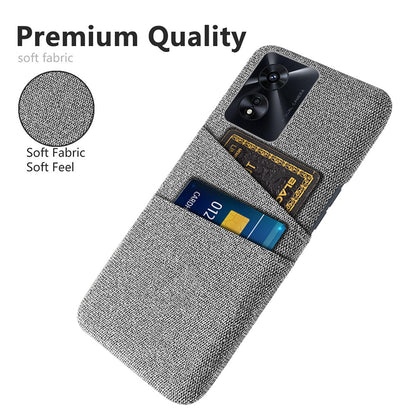 For Oppo A97 5G Scratch Proof Cloth Texture Phone Case Dual Card Slots Design PC Protective Cover