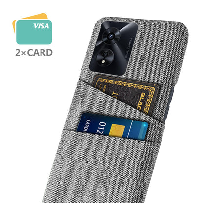 For Oppo A97 5G Scratch Proof Cloth Texture Phone Case Dual Card Slots Design PC Protective Cover