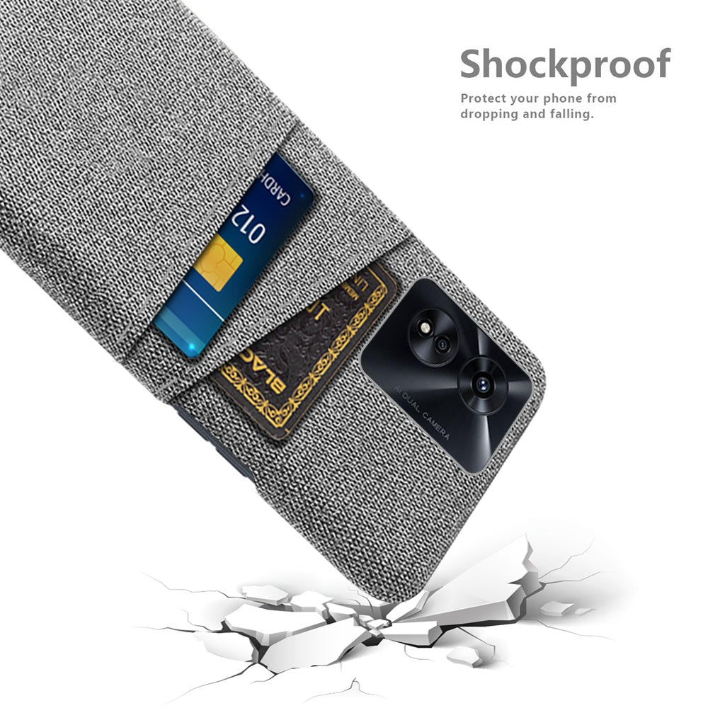 For Oppo A97 5G Scratch Proof Cloth Texture Phone Case Dual Card Slots Design PC Protective Cover