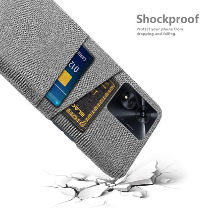 For Oppo A97 5G Scratch Proof Cloth Texture Phone Case Dual Card Slots Design PC Protective Cover