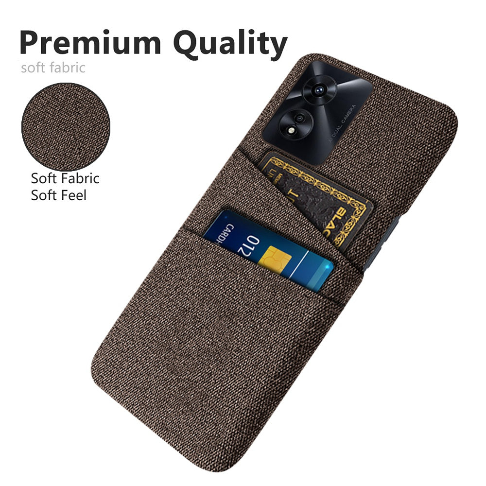 For Oppo A97 5G Scratch Proof Cloth Texture Phone Case Dual Card Slots Design PC Protective Cover