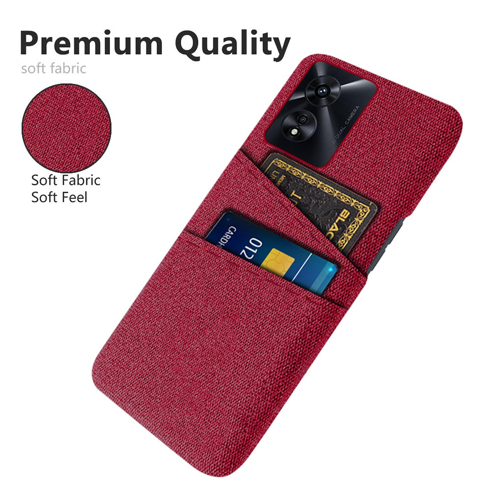 For Oppo A97 5G Scratch Proof Cloth Texture Phone Case Dual Card Slots Design PC Protective Cover