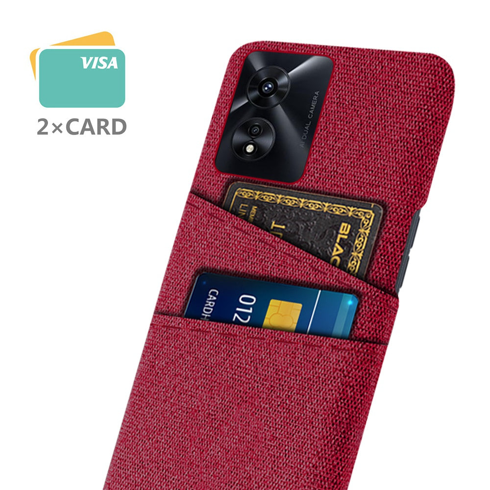 For Oppo A97 5G Scratch Proof Cloth Texture Phone Case Dual Card Slots Design PC Protective Cover