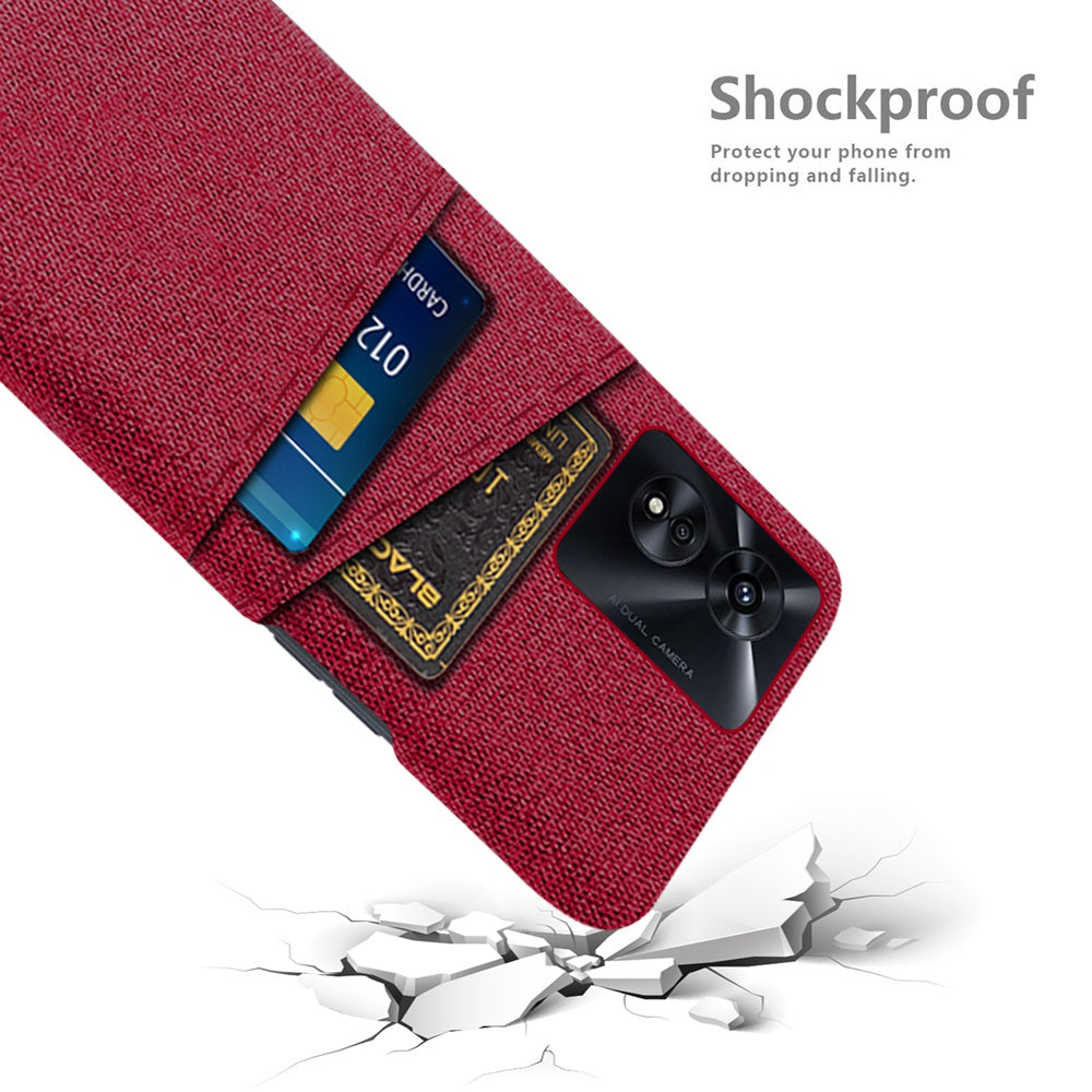 For Oppo A97 5G Scratch Proof Cloth Texture Phone Case Dual Card Slots Design PC Protective Cover