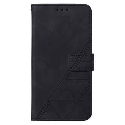 YB Imprinting Series-1 For Motorola Moto G32 4G PU Leather Imprinted Lines Business Phone Case Wallet Stand Cover with Hand Strap