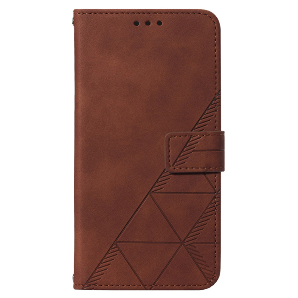 YB Imprinting Series-1 For Motorola Moto G32 4G PU Leather Imprinted Lines Business Phone Case Wallet Stand Cover with Hand Strap