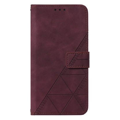 YB Imprinting Series-1 For Motorola Moto G32 4G PU Leather Imprinted Lines Business Phone Case Wallet Stand Cover with Hand Strap