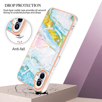 For Nothing phone (1) 5G YB IMD Series-2 IMD Marble Pattern Phone Case Anti-scratch Electroplating Frame TPU Cover