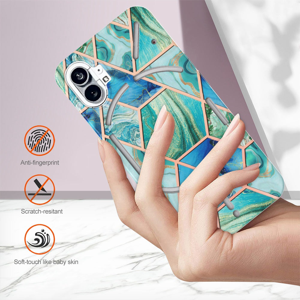 YB IMD Series-3 for Nothing phone (1) 5G Marble Pattern IMD Phone Case Double-sided Electroplating Soft TPU Shockproof Protective Cover