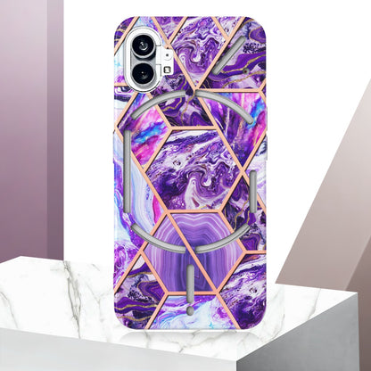 YB IMD Series-3 for Nothing phone (1) 5G Marble Pattern IMD Phone Case Double-sided Electroplating Soft TPU Shockproof Protective Cover