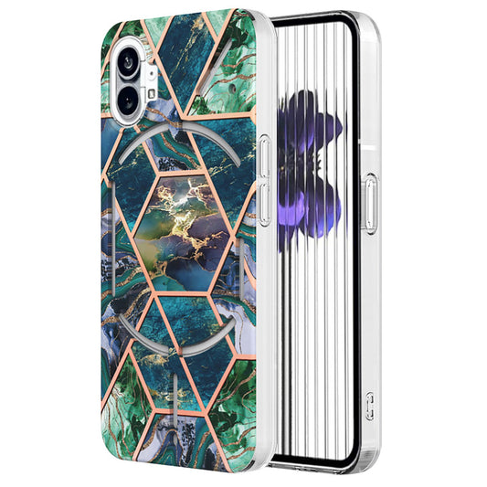 YB IMD Series-3 for Nothing phone (1) 5G Marble Pattern IMD Phone Case Double-sided Electroplating Soft TPU Shockproof Protective Cover