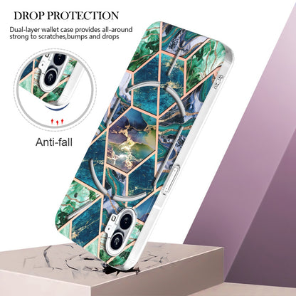 YB IMD Series-3 for Nothing phone (1) 5G Marble Pattern IMD Phone Case Double-sided Electroplating Soft TPU Shockproof Protective Cover