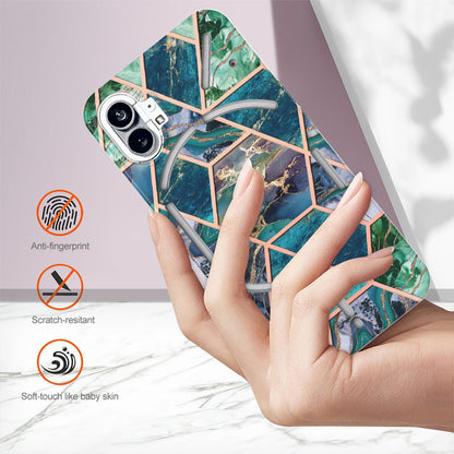 YB IMD Series-3 for Nothing phone (1) 5G Marble Pattern IMD Phone Case Double-sided Electroplating Soft TPU Shockproof Protective Cover