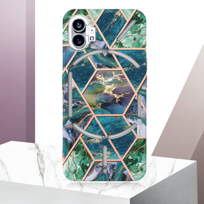 YB IMD Series-3 for Nothing phone (1) 5G Marble Pattern IMD Phone Case Double-sided Electroplating Soft TPU Shockproof Protective Cover