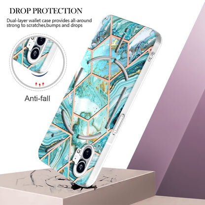 YB IMD Series-3 for Nothing phone (1) 5G Marble Pattern IMD Phone Case Double-sided Electroplating Soft TPU Shockproof Protective Cover