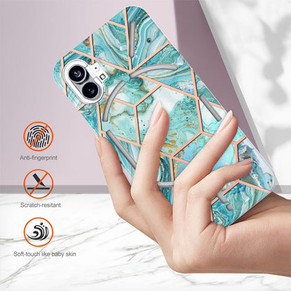 YB IMD Series-3 for Nothing phone (1) 5G Marble Pattern IMD Phone Case Double-sided Electroplating Soft TPU Shockproof Protective Cover