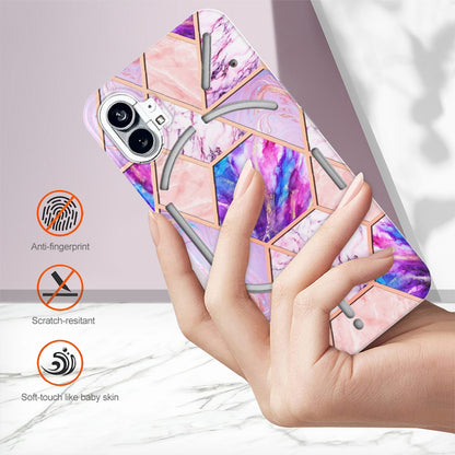 YB IMD Series-3 for Nothing phone (1) 5G Marble Pattern IMD Phone Case Double-sided Electroplating Soft TPU Shockproof Protective Cover