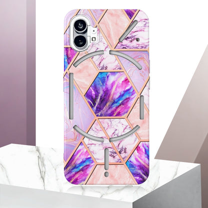 YB IMD Series-3 for Nothing phone (1) 5G Marble Pattern IMD Phone Case Double-sided Electroplating Soft TPU Shockproof Protective Cover