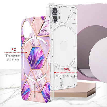 YB IMD Series-3 for Nothing phone (1) 5G Marble Pattern IMD Phone Case Double-sided Electroplating Soft TPU Shockproof Protective Cover