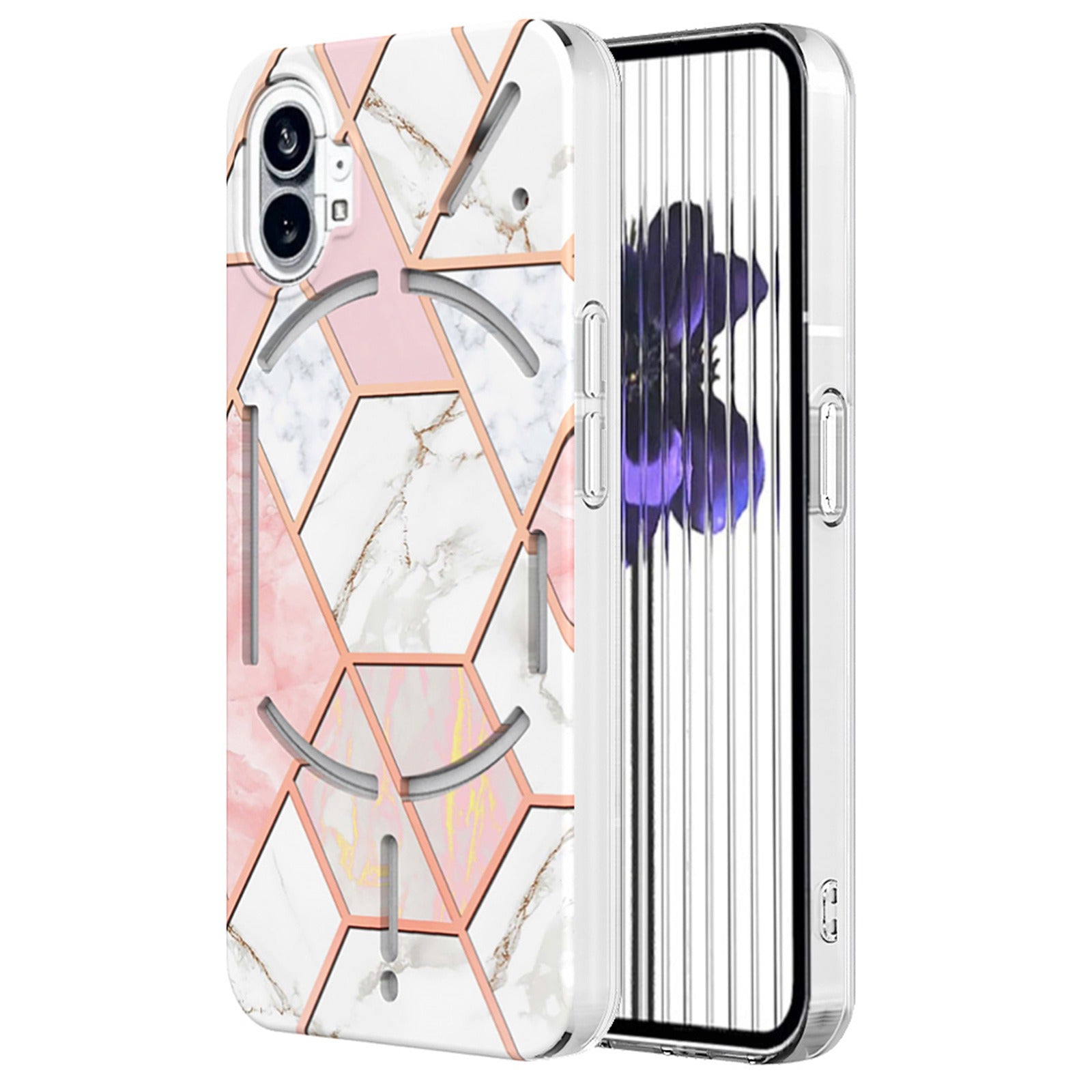 YB IMD Series-3 for Nothing phone (1) 5G Marble Pattern IMD Phone Case Double-sided Electroplating Soft TPU Shockproof Protective Cover