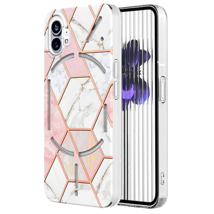 YB IMD Series-3 for Nothing phone (1) 5G Marble Pattern IMD Phone Case Double-sided Electroplating Soft TPU Shockproof Protective Cover