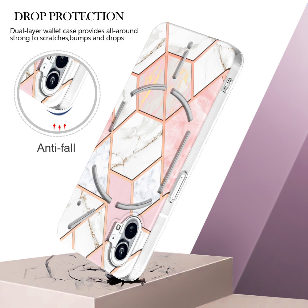 YB IMD Series-3 for Nothing phone (1) 5G Marble Pattern IMD Phone Case Double-sided Electroplating Soft TPU Shockproof Protective Cover
