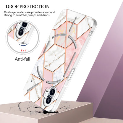 YB IMD Series-3 for Nothing phone (1) 5G Marble Pattern IMD Phone Case Double-sided Electroplating Soft TPU Shockproof Protective Cover
