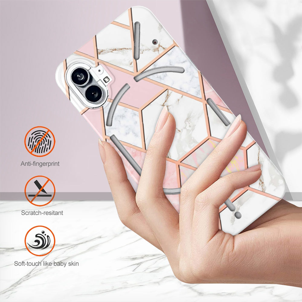 YB IMD Series-3 for Nothing phone (1) 5G Marble Pattern IMD Phone Case Double-sided Electroplating Soft TPU Shockproof Protective Cover
