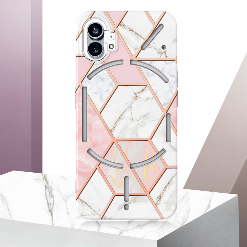 YB IMD Series-3 for Nothing phone (1) 5G Marble Pattern IMD Phone Case Double-sided Electroplating Soft TPU Shockproof Protective Cover