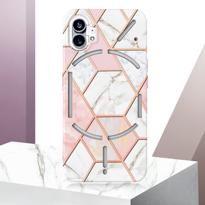 YB IMD Series-3 for Nothing phone (1) 5G Marble Pattern IMD Phone Case Double-sided Electroplating Soft TPU Shockproof Protective Cover