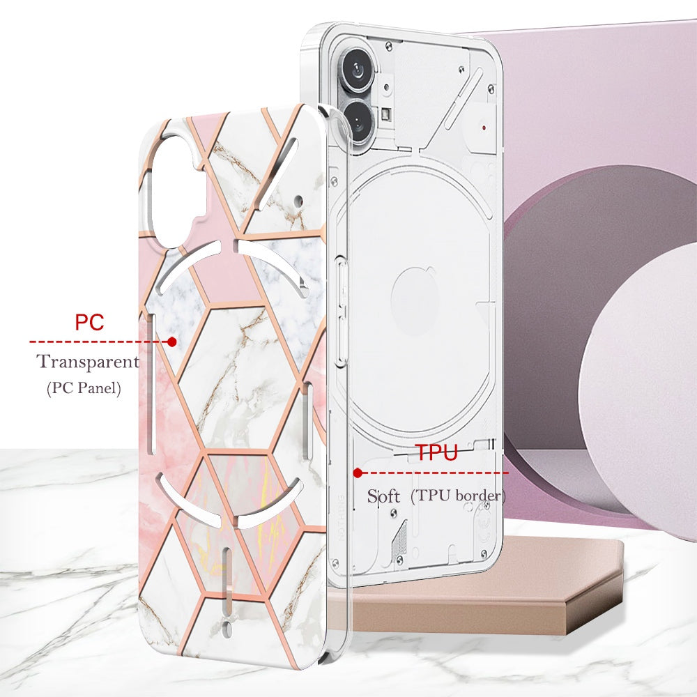 YB IMD Series-3 for Nothing phone (1) 5G Marble Pattern IMD Phone Case Double-sided Electroplating Soft TPU Shockproof Protective Cover