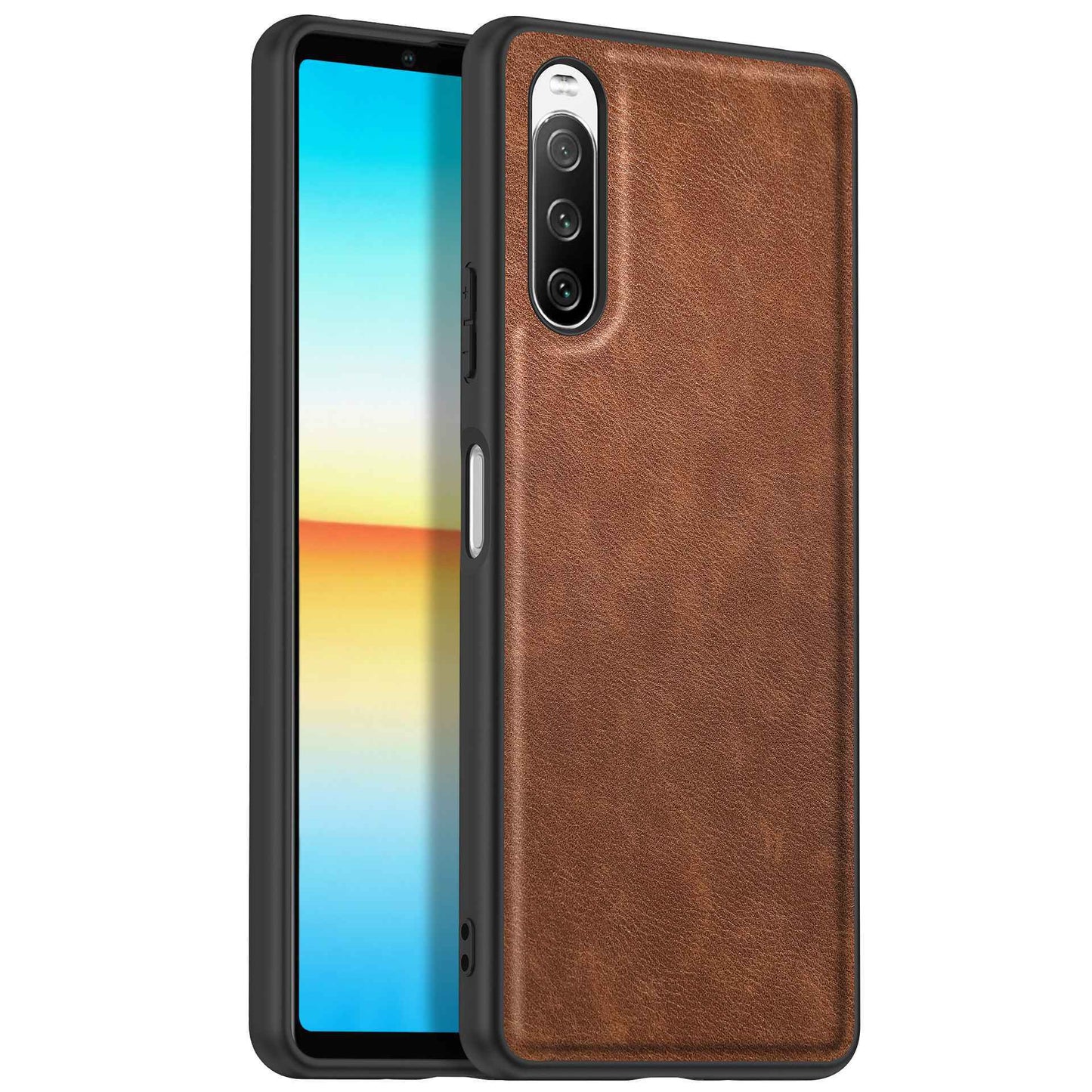 For Sony Xperia 10 III 5G / 10 III Lite Drop-proof Phone Case, Anti-fingerprint Retro PU Leather Coated TPU+PC Phone Cover