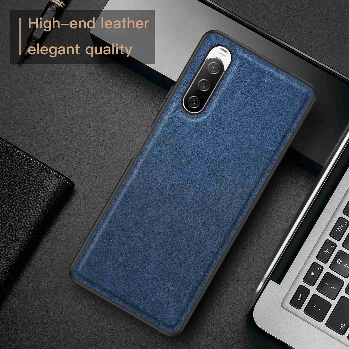 For Sony Xperia 10 III 5G / 10 III Lite Drop-proof Phone Case, Anti-fingerprint Retro PU Leather Coated TPU+PC Phone Cover