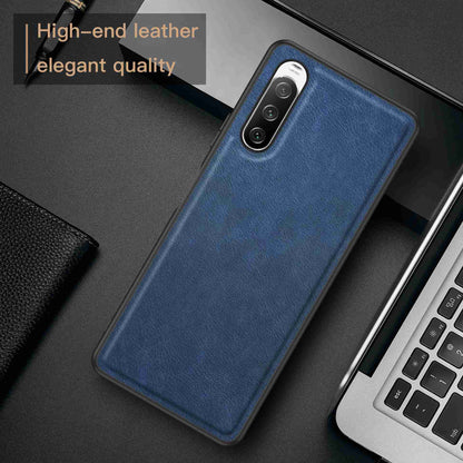 For Sony Xperia 10 III 5G / 10 III Lite Drop-proof Phone Case, Anti-fingerprint Retro PU Leather Coated TPU+PC Phone Cover
