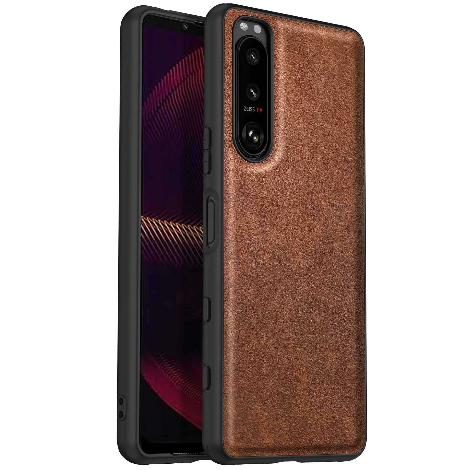 For Sony Xperia 5 III 5G Anti-scratch Phone Case, Anti-fingerprint Retro PU Leather Coated TPU+PC Phone Cover