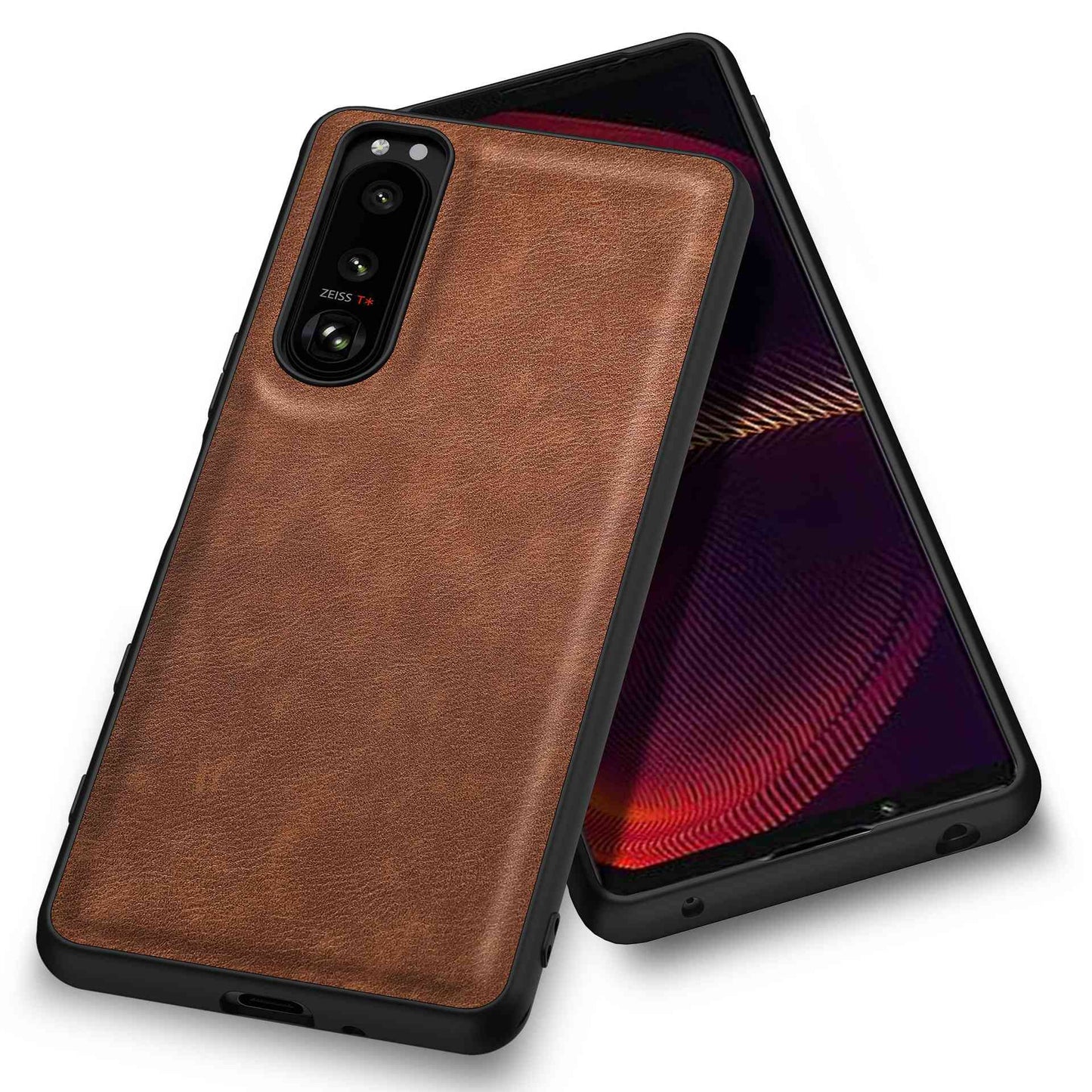 For Sony Xperia 5 III 5G Anti-scratch Phone Case, Anti-fingerprint Retro PU Leather Coated TPU+PC Phone Cover