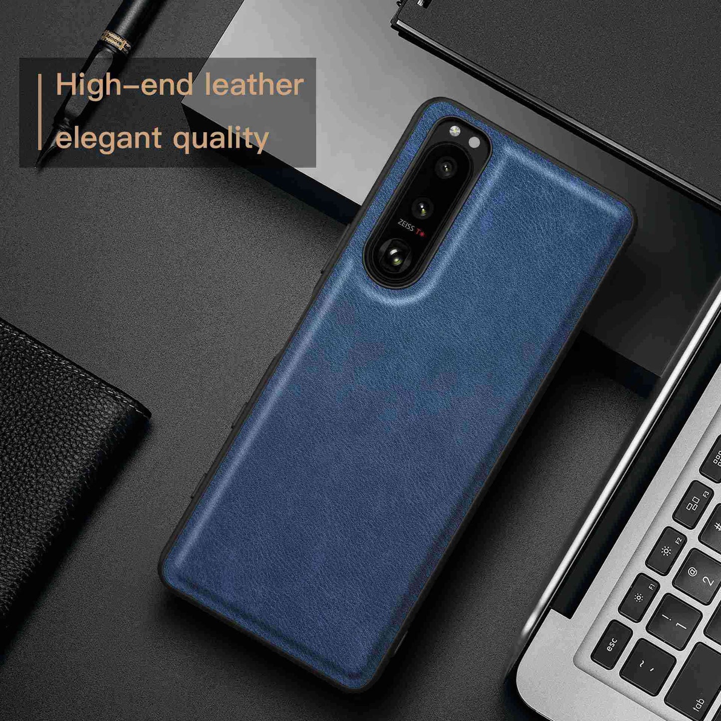 For Sony Xperia 5 III 5G Anti-scratch Phone Case, Anti-fingerprint Retro PU Leather Coated TPU+PC Phone Cover