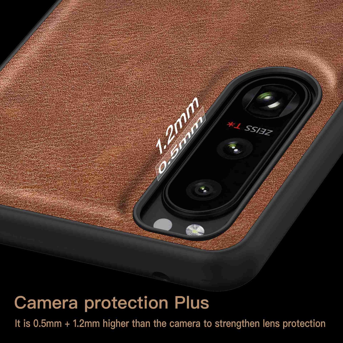 For Sony Xperia 5 III 5G Anti-scratch Phone Case, Anti-fingerprint Retro PU Leather Coated TPU+PC Phone Cover