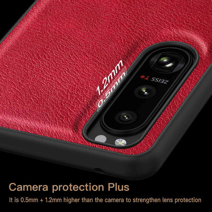 For Sony Xperia 5 III 5G Anti-scratch Phone Case, Anti-fingerprint Retro PU Leather Coated TPU+PC Phone Cover
