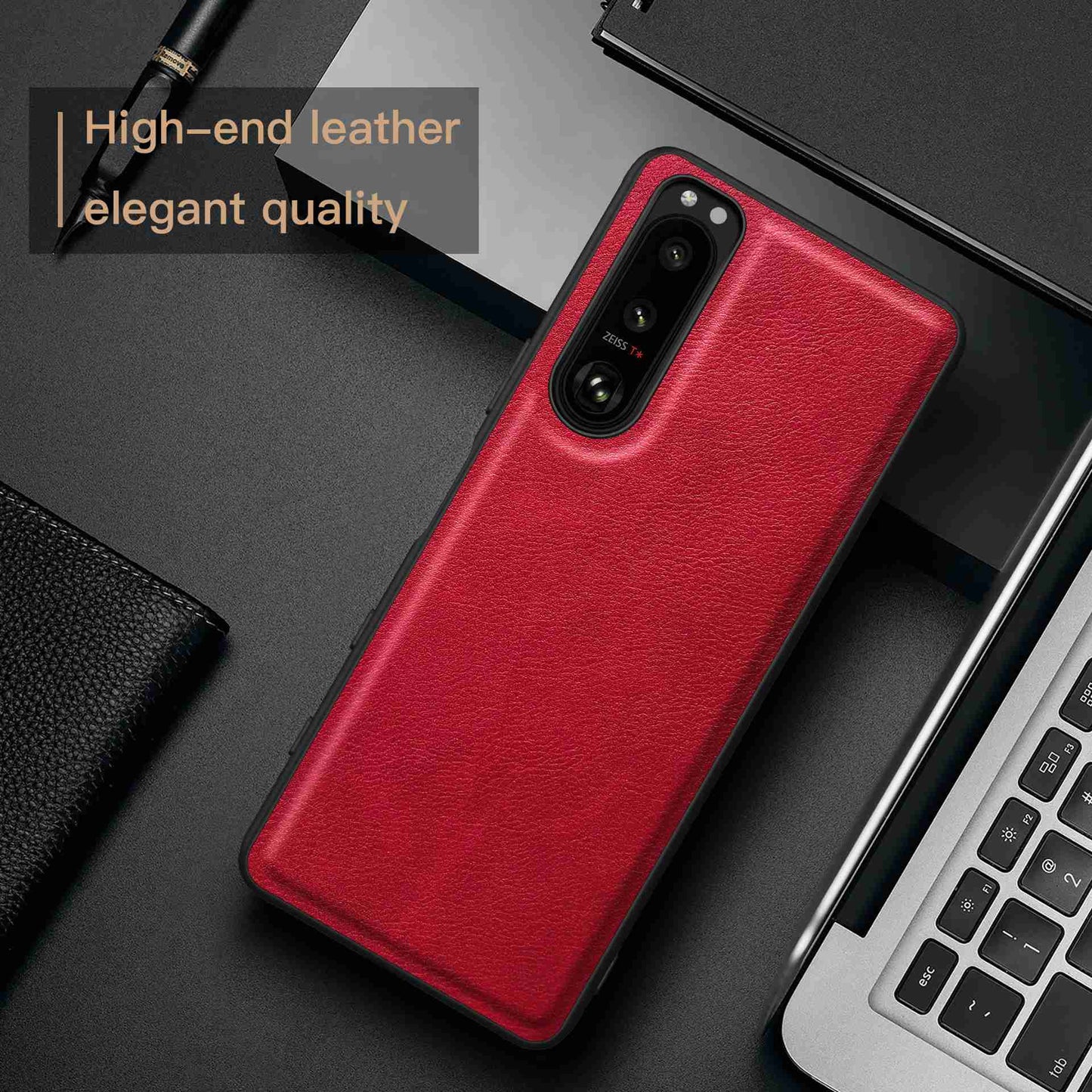 For Sony Xperia 5 III 5G Anti-scratch Phone Case, Anti-fingerprint Retro PU Leather Coated TPU+PC Phone Cover