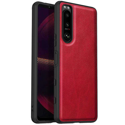 For Sony Xperia 5 III 5G Anti-scratch Phone Case, Anti-fingerprint Retro PU Leather Coated TPU+PC Phone Cover