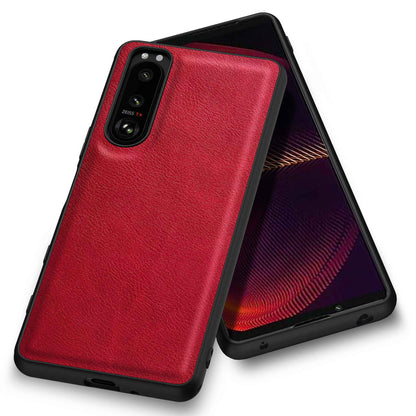 For Sony Xperia 5 III 5G Anti-scratch Phone Case, Anti-fingerprint Retro PU Leather Coated TPU+PC Phone Cover
