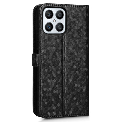 For Honor X8 4G Full Coverage PU Leather Phone Cover Dot Pattern Imprinted Wallet Stand Magnetic Phone Case with Strap